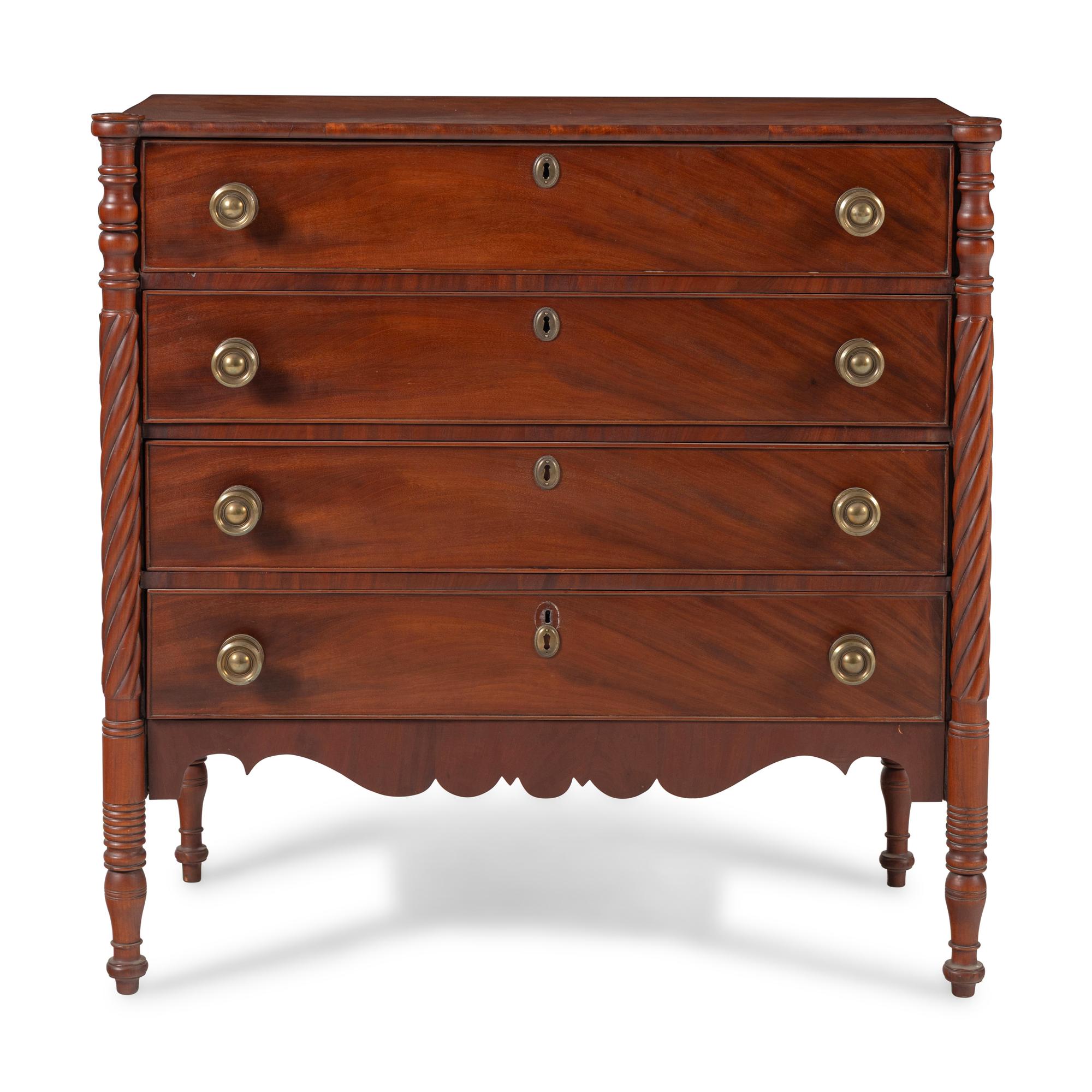 A Federal Cherrywood and Mahogany Chest of Drawers
