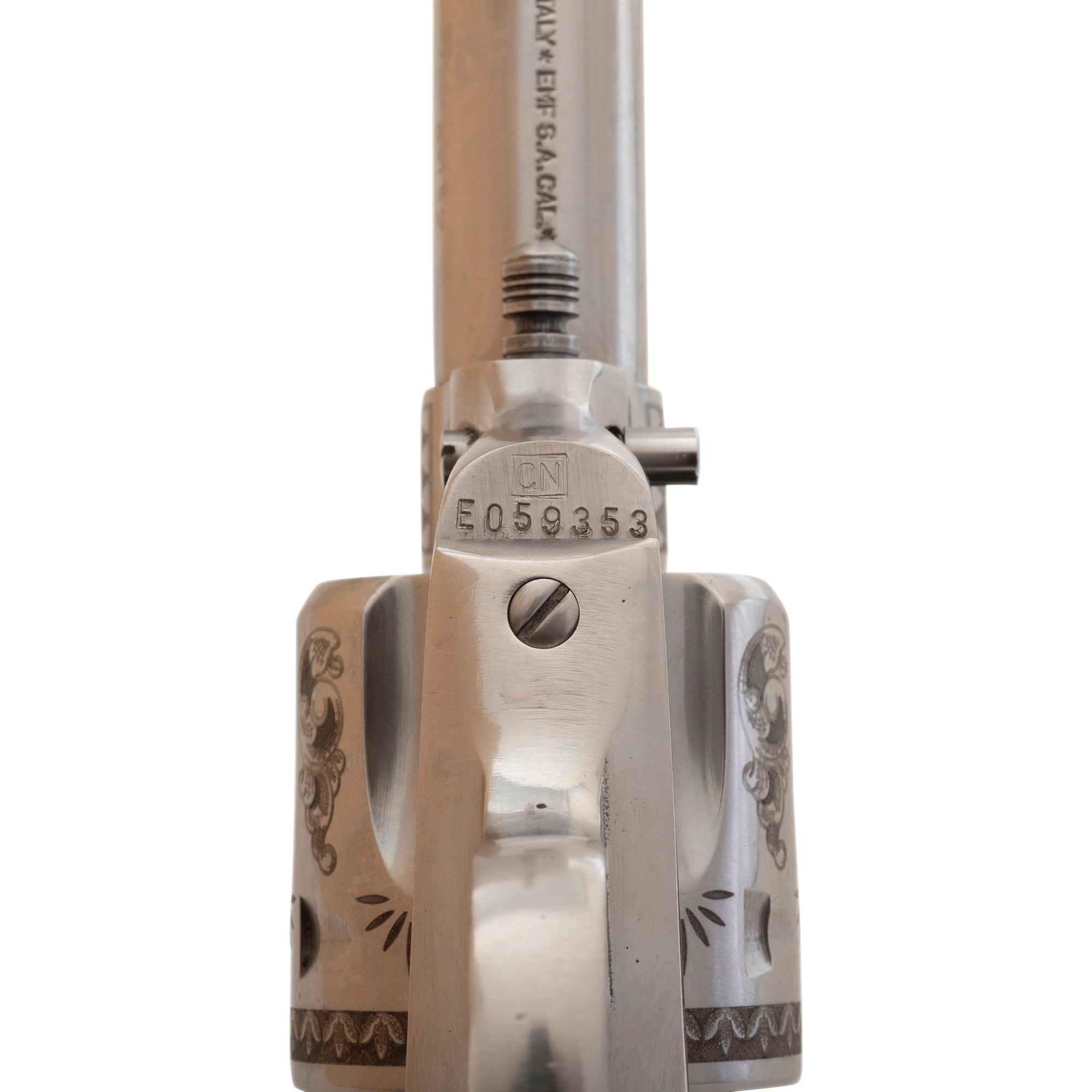 *Pietta "General Patton" Engraved Stainless Steel Replica Single Action Revolver in .45 Colt.