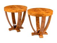 A Pair of Contemporary Burlwood Side Tables