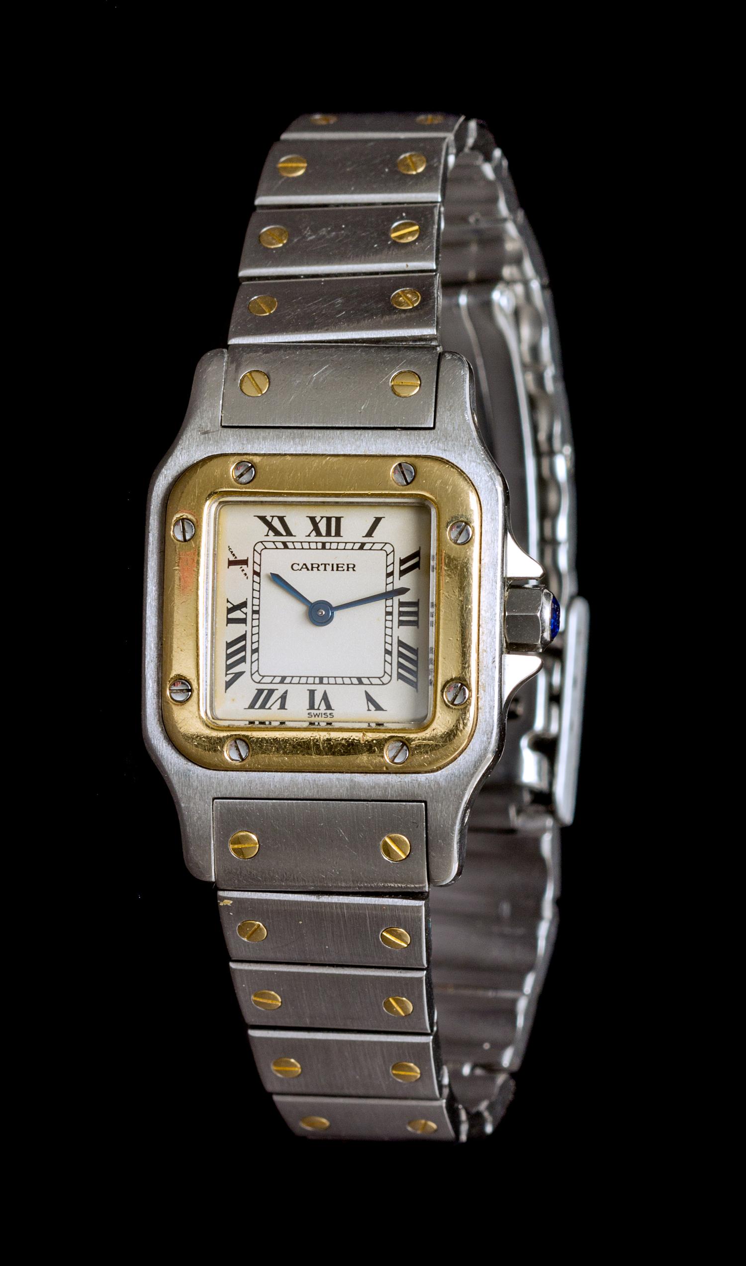 A Stainless Steel "Santos" Wristwatch, Cartier,