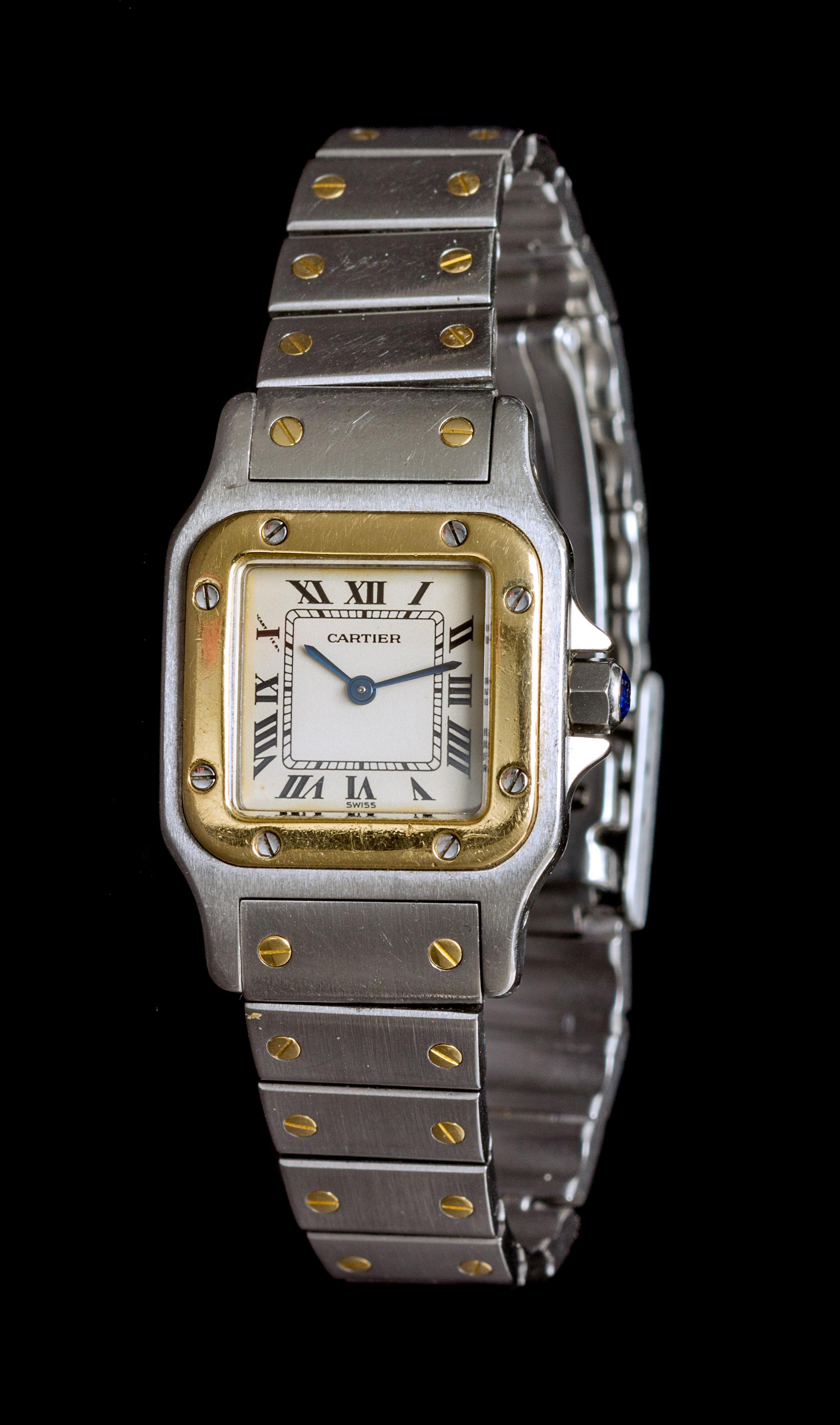 A Stainless Steel "Santos" Wristwatch, Cartier,