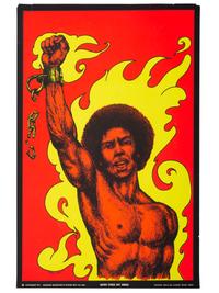 [BLACK POWER]. A group of 7 Black Power blacklight/Day-Glo posters including a velvet example.