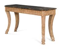 A Neoclassical Style Giltwood and Faux Marble-Top Console Table