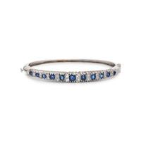 WHITE GOLD, SAPPHIRE AND DIAMOND BANGLE BRACELET