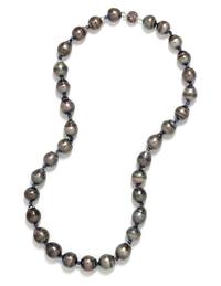 GREY CULTURED BAROQUE PEARL AND MULTIGEM NECKLACE