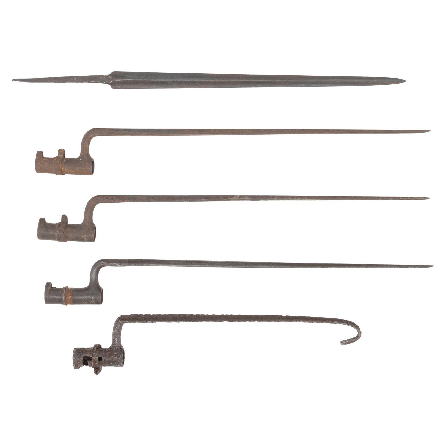 5 Relic US Socket Bayonets including ones altered to Pike and Body Hook
