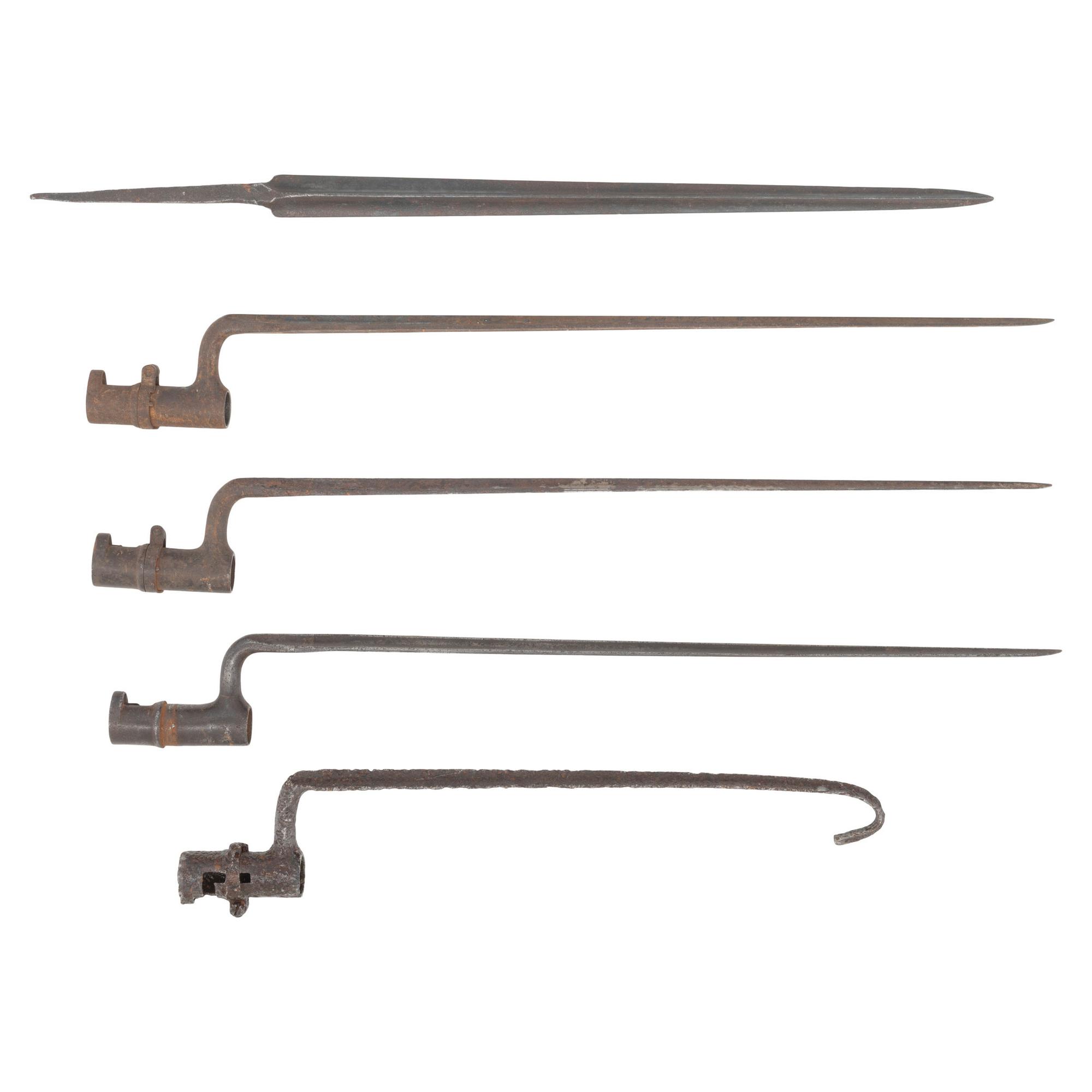 5 Relic US Socket Bayonets including ones altered to Pike and Body Hook
