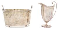 Two American Silver Articles, , comprising a creamer with fluted sides by Towle, and a footed two handle bowl with glass liner by Domin