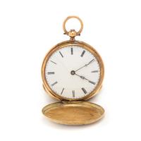 LE ROY À PARIS, YELLOW GOLD AND ENAMEL POCKET WATCH