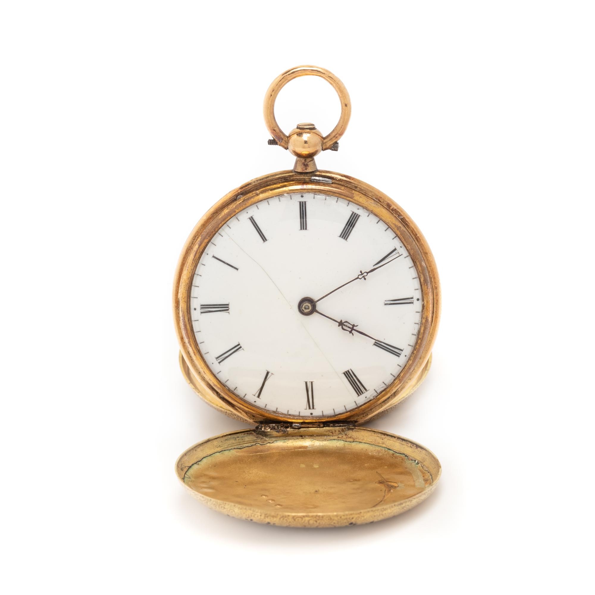 LE ROY À PARIS, YELLOW GOLD AND ENAMEL POCKET WATCH