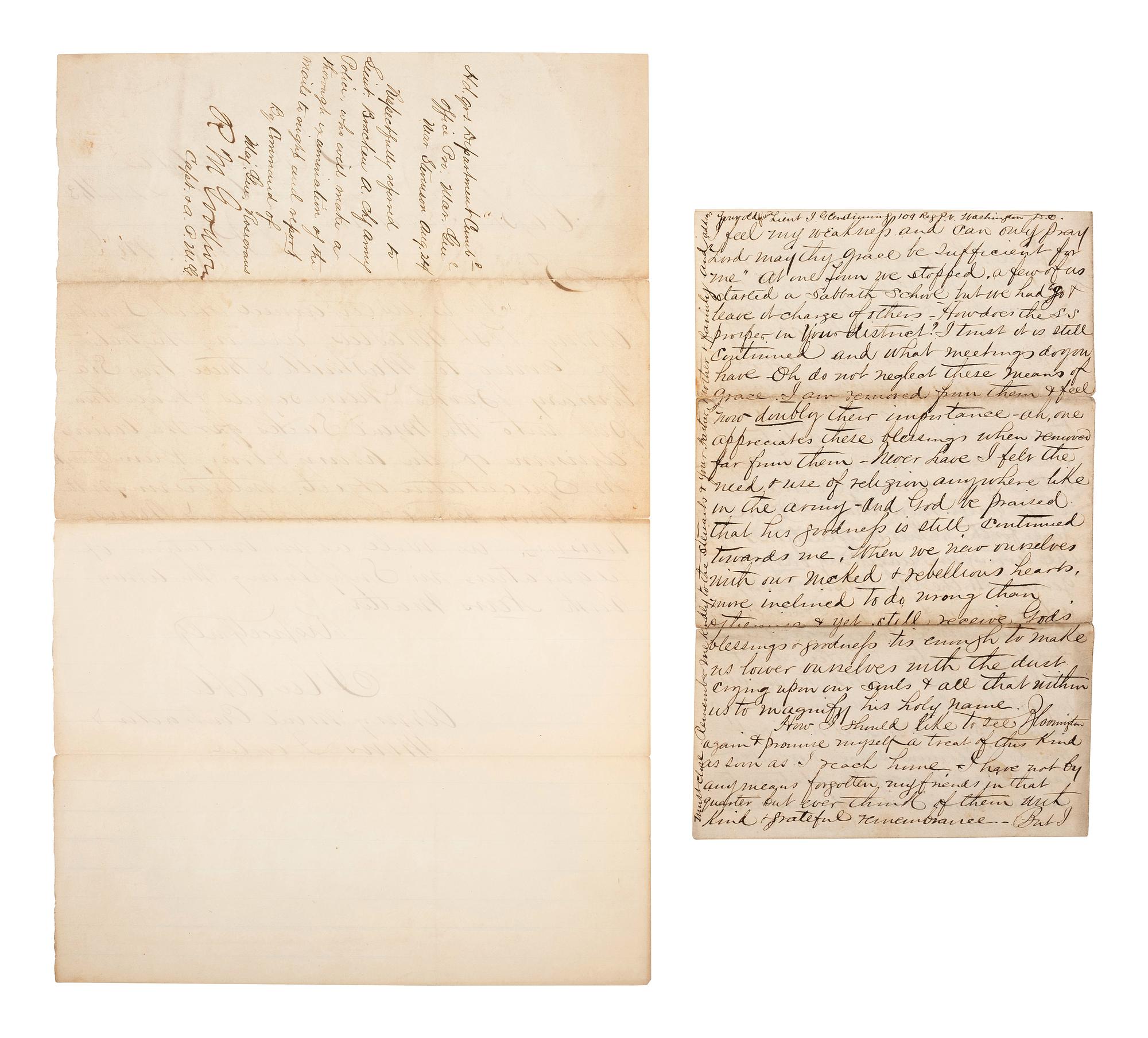 [CIVIL WAR]. A group of 3 autographed items, highlighted by: SHERMAN, William Tecumseh (1820-1891). Autograph letter signed ("W.T. Sherman") as Commanding General of the US Army. Washington, DC. 24 November 1874.