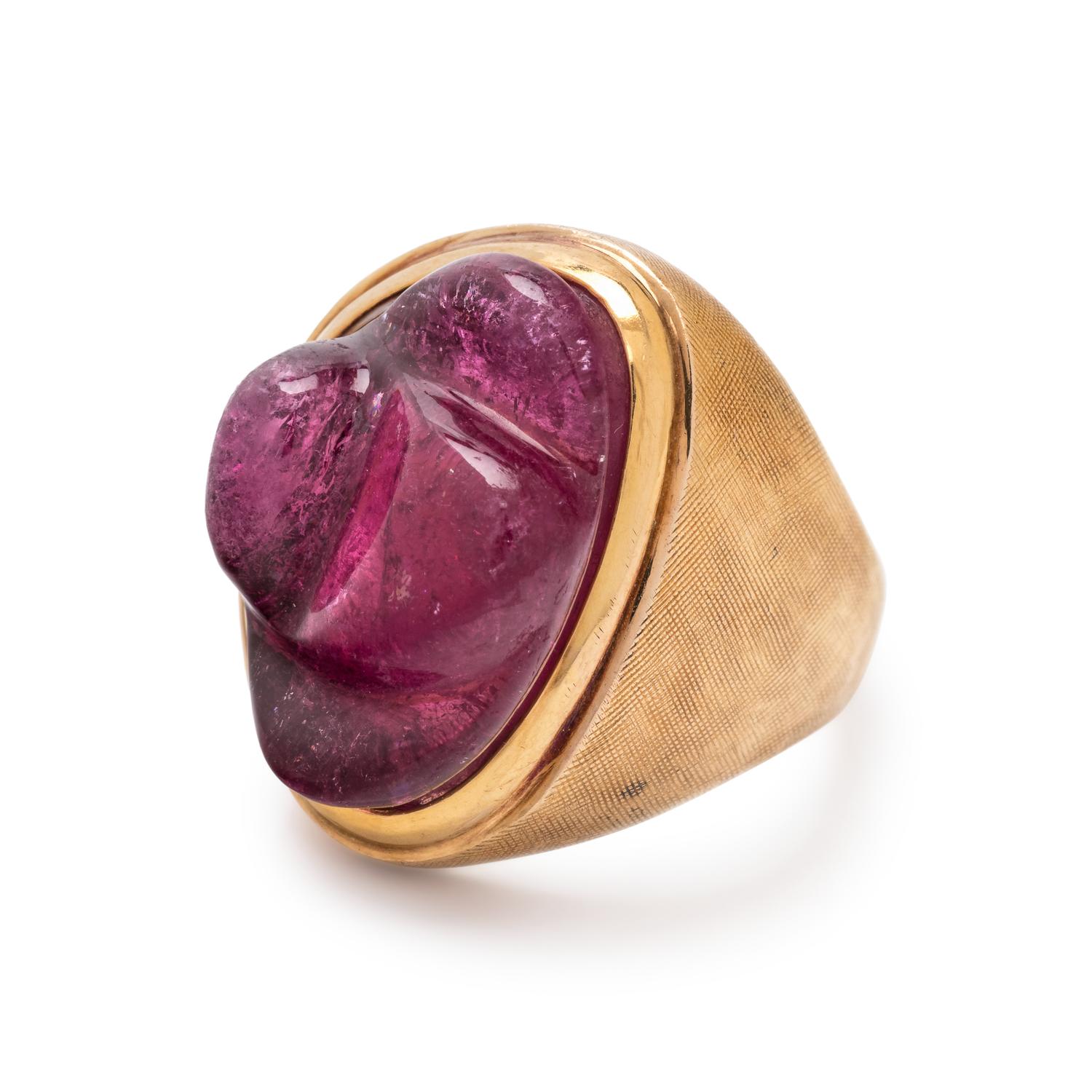 BURLE MARX, YELLOW GOLD AND TOURMALINE RING