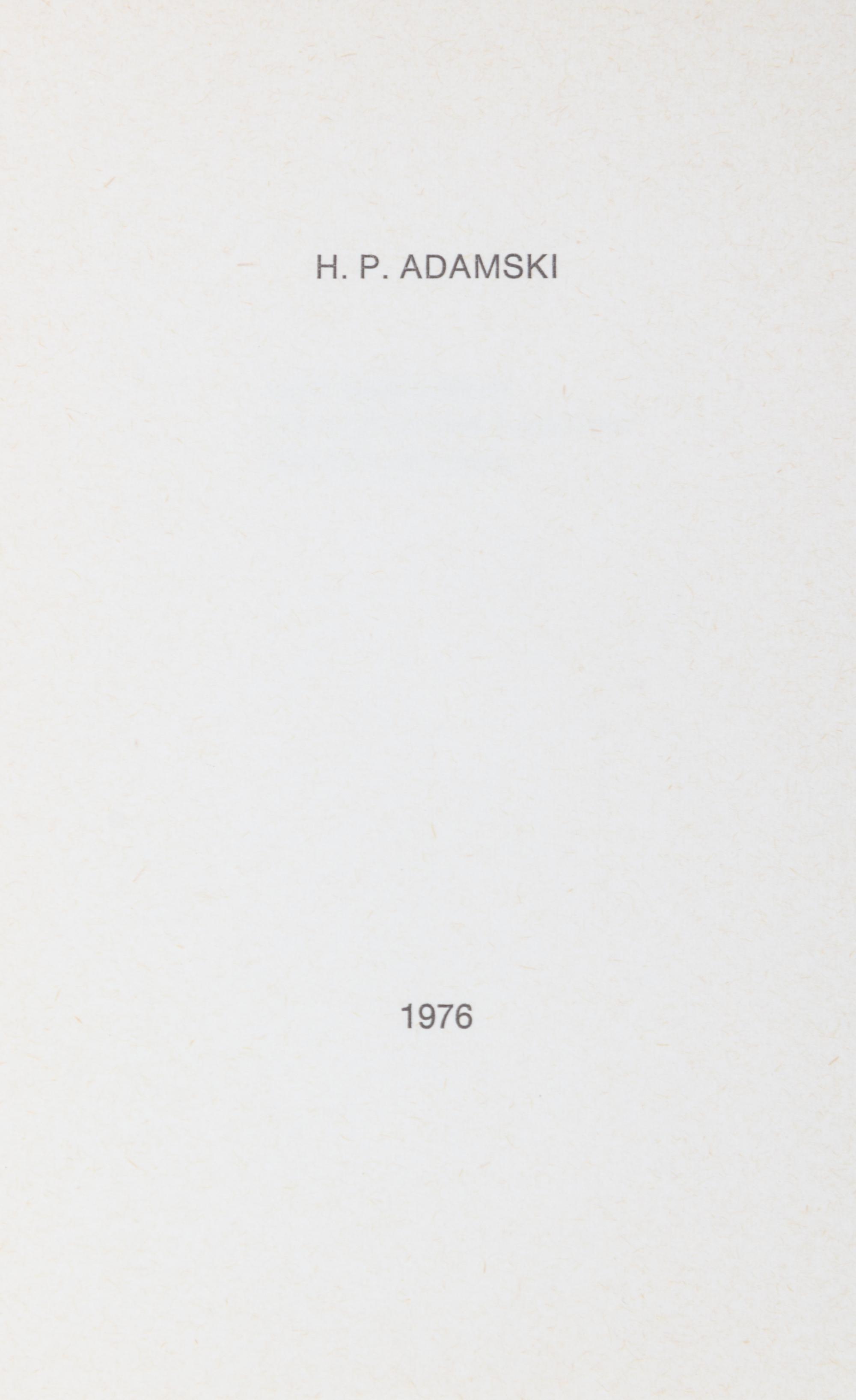 ADAMSKI, HANS PETER. Two works: Nine objects that remind me of two faces [and] The Hope/Die Hoffnung. [s.l.], 1975, 1976.