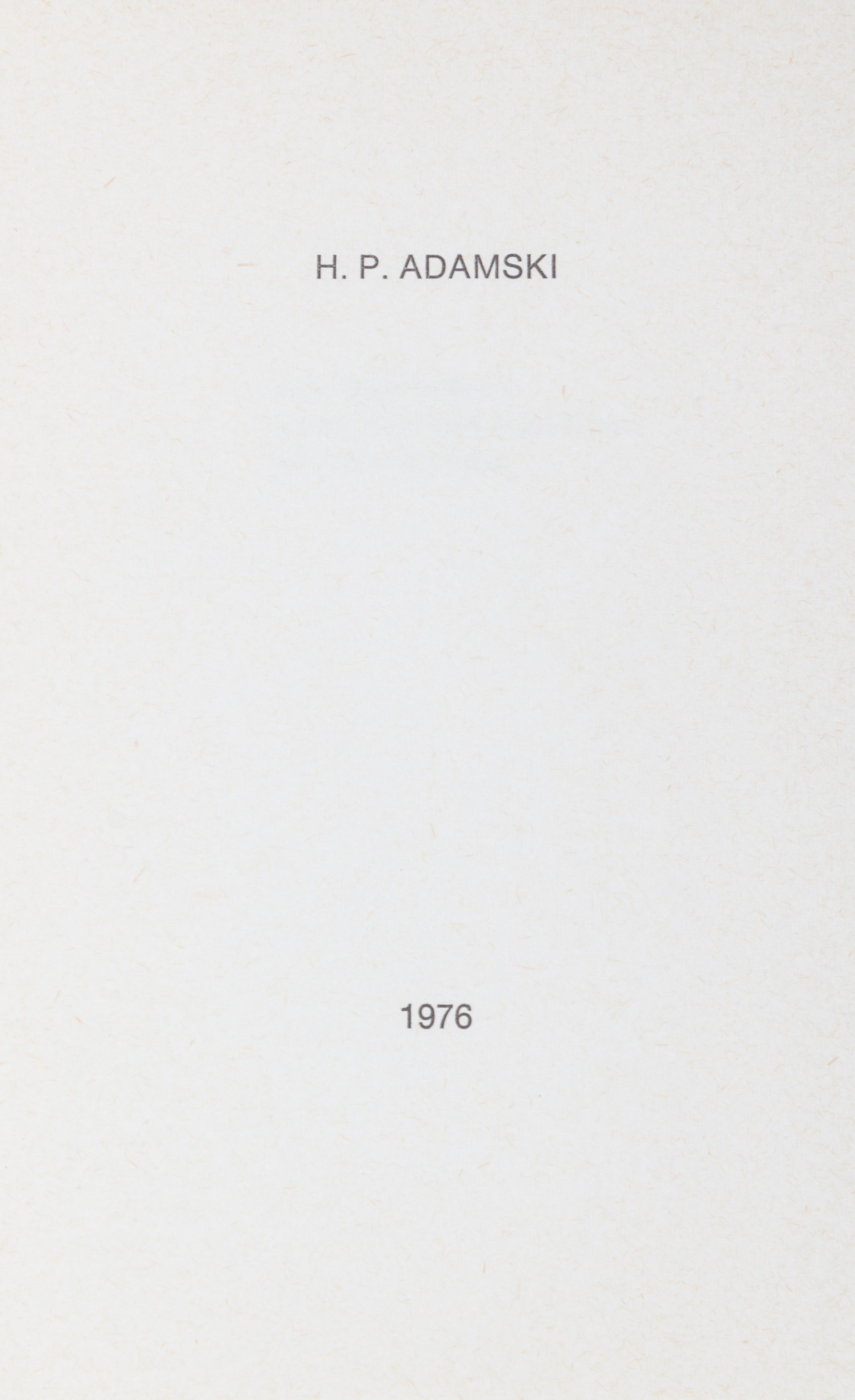 ADAMSKI, HANS PETER. Two works: Nine objects that remind me of two faces [and] The Hope/Die Hoffnung. [s.l.], 1975, 1976.