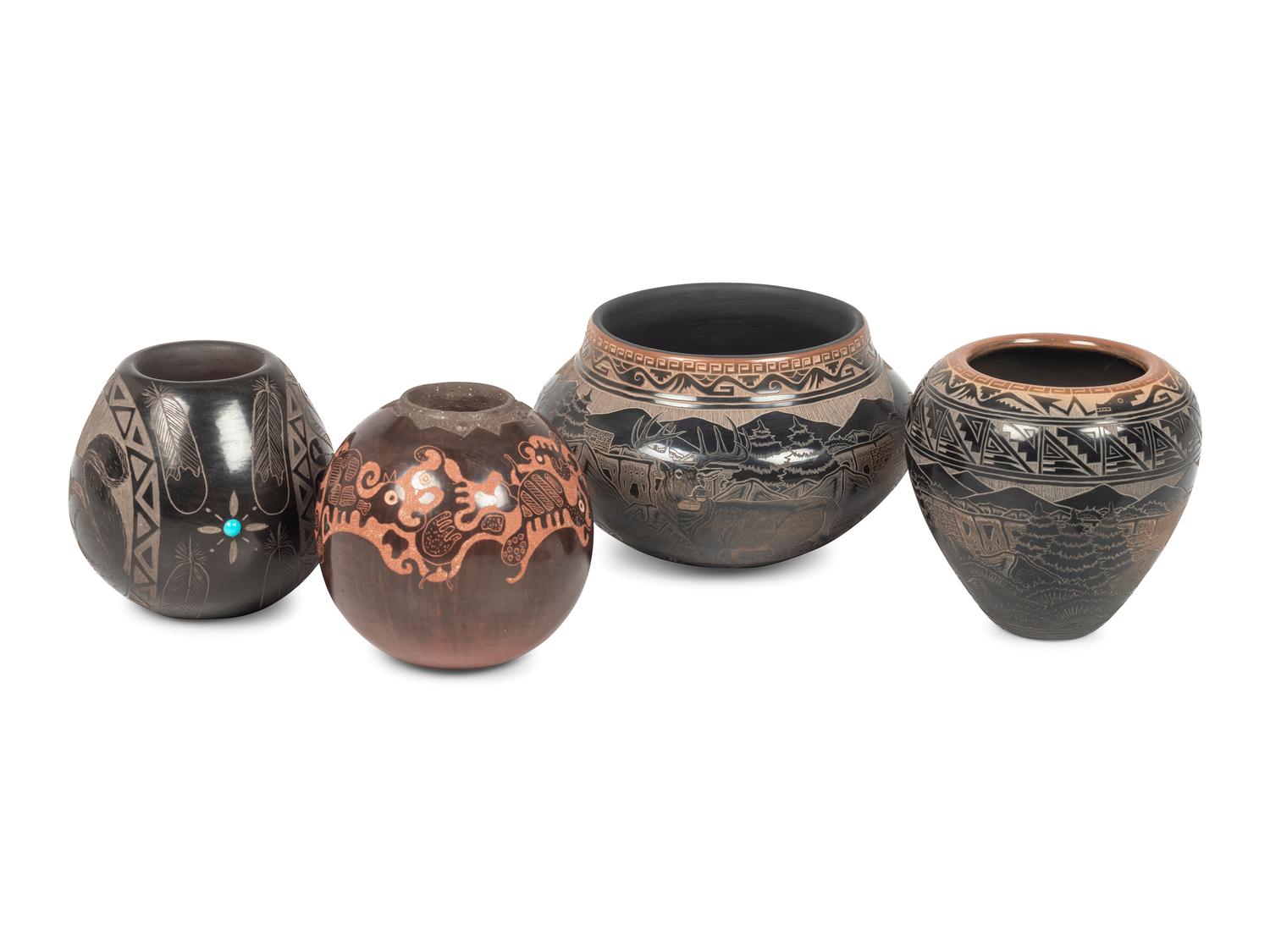 Santa Clara and Lakota Miniature Sgraffito Pottery