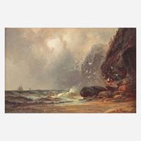 Franklin Dullin Briscoe (American, 1844-1903) Waves Crashing on the Rocks