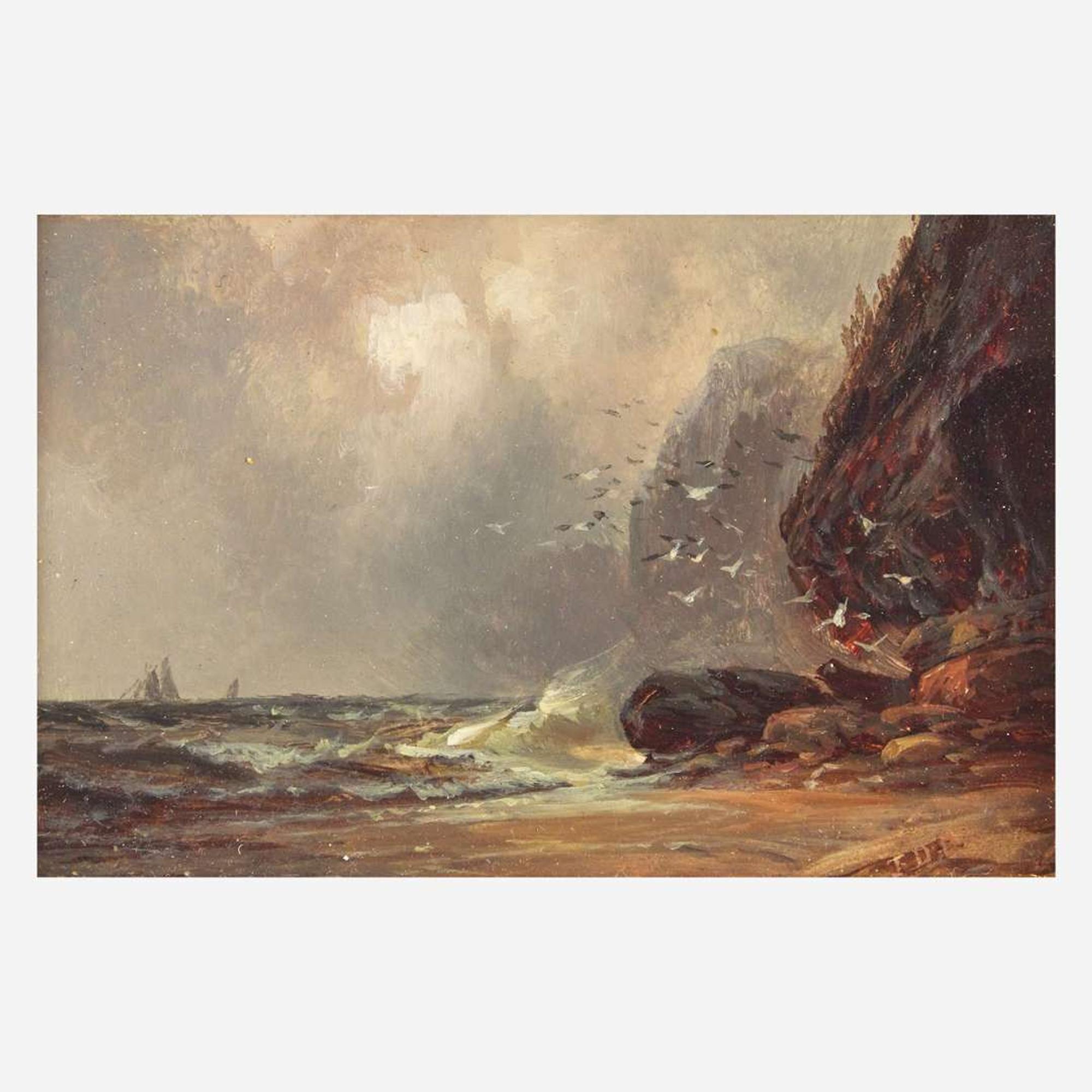 Franklin Dullin Briscoe (American, 1844-1903) Waves Crashing on the Rocks