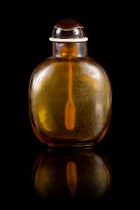 A Yellow Peking Glass Snuff Bottle Height 3 inches.