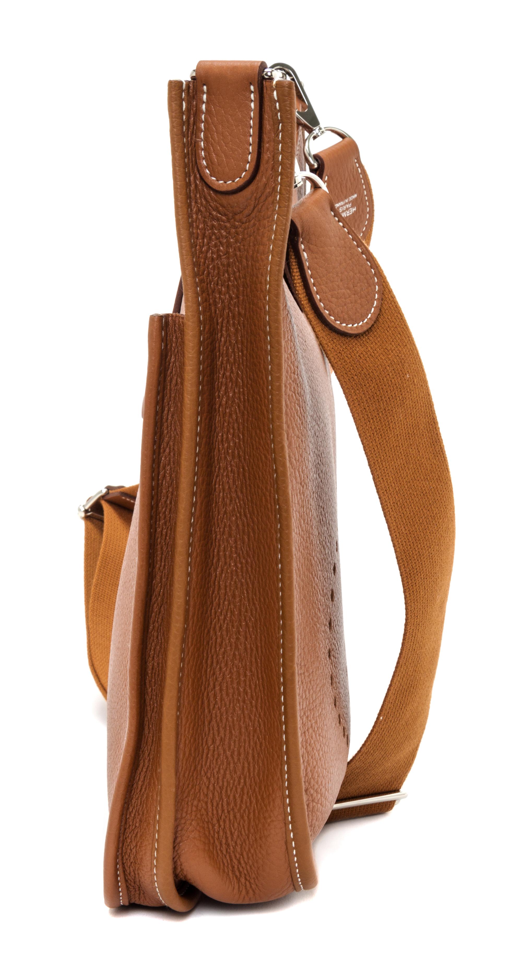 An Hermes Gold Evelyne III PM Handbag, 11.25" x 12" x 2.5".