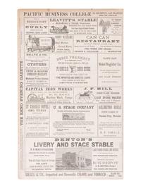 [WESTERN AMERICANA - GOLD RUSH]. Double-sided illustrated broadsheet promoting businesses in Nevada and California, incl. the mining town of Bodie, CA.