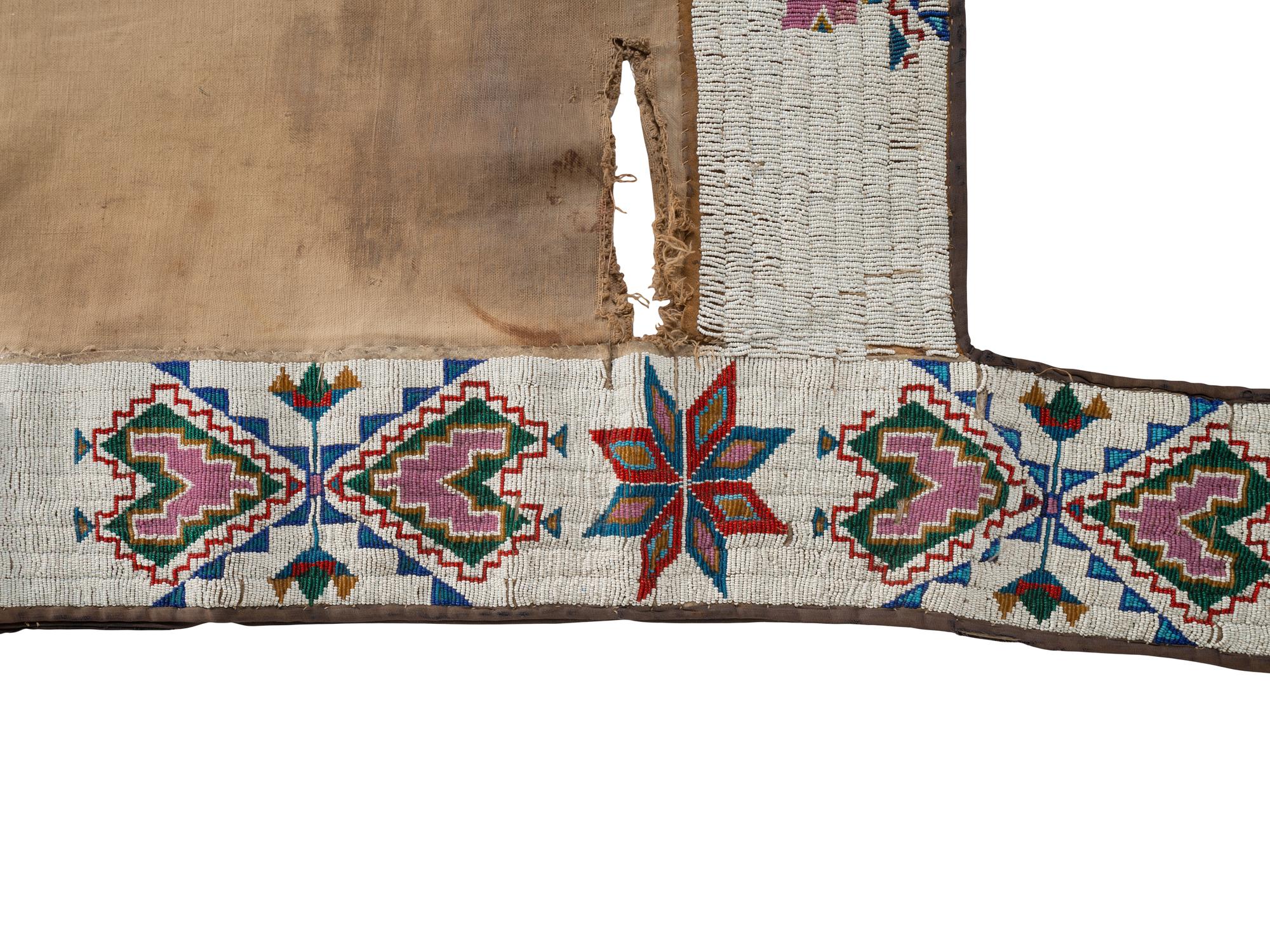Northern Plains Beaded Hide and Canvas Saddle Blanket