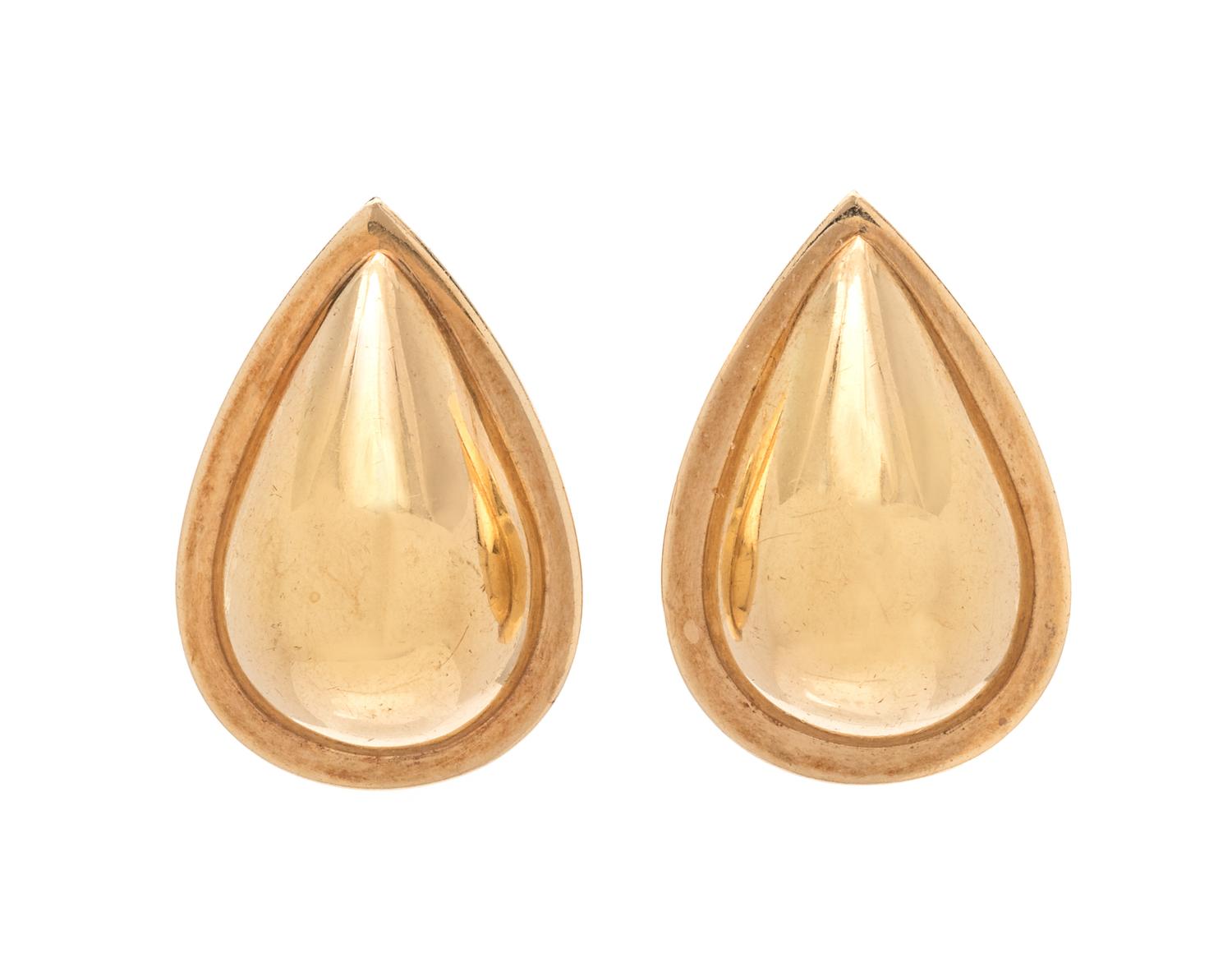 A Pair of 14 Karat Gold Earlips, M&J Savitt,