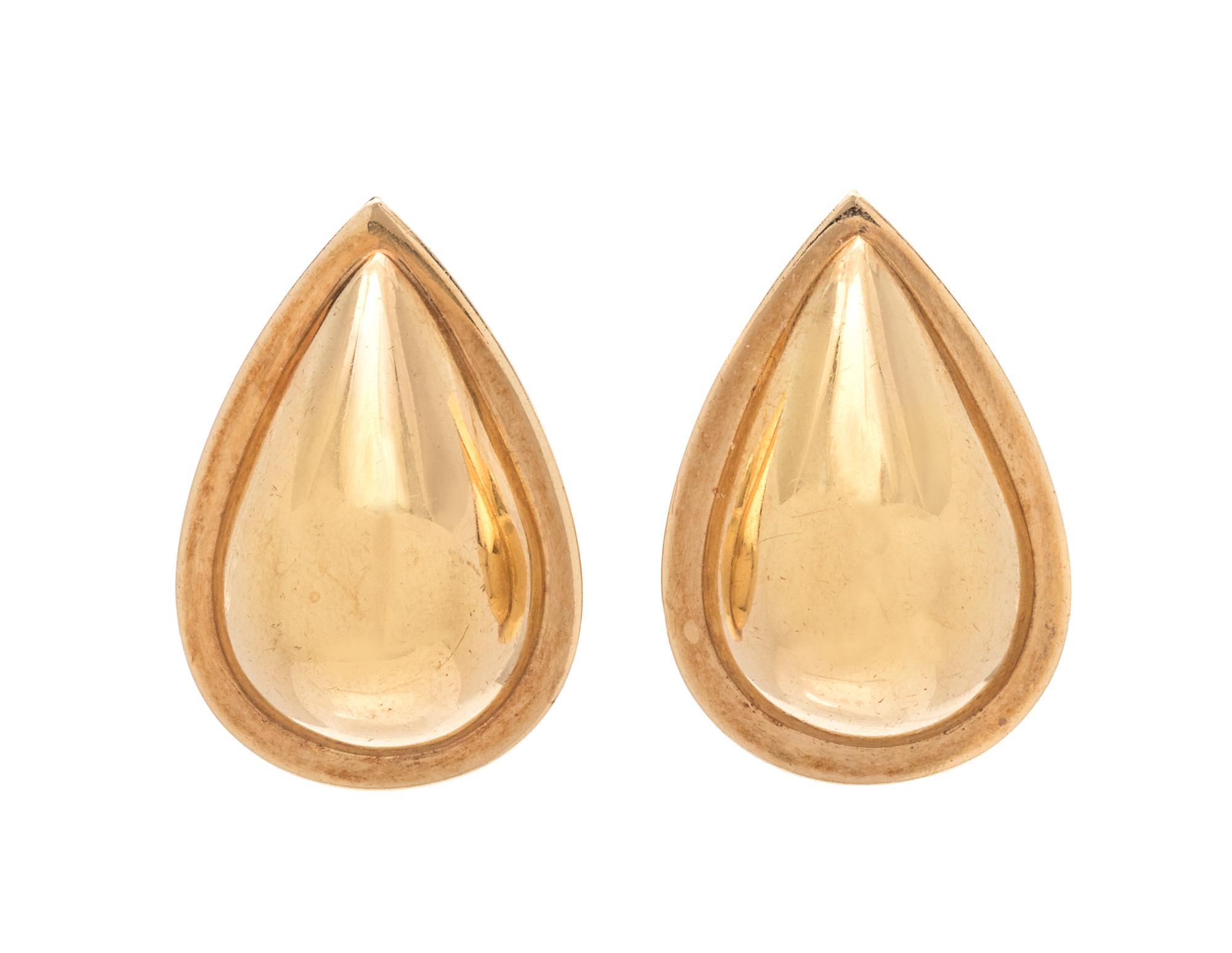 A Pair of 14 Karat Gold Earlips, M&J Savitt,