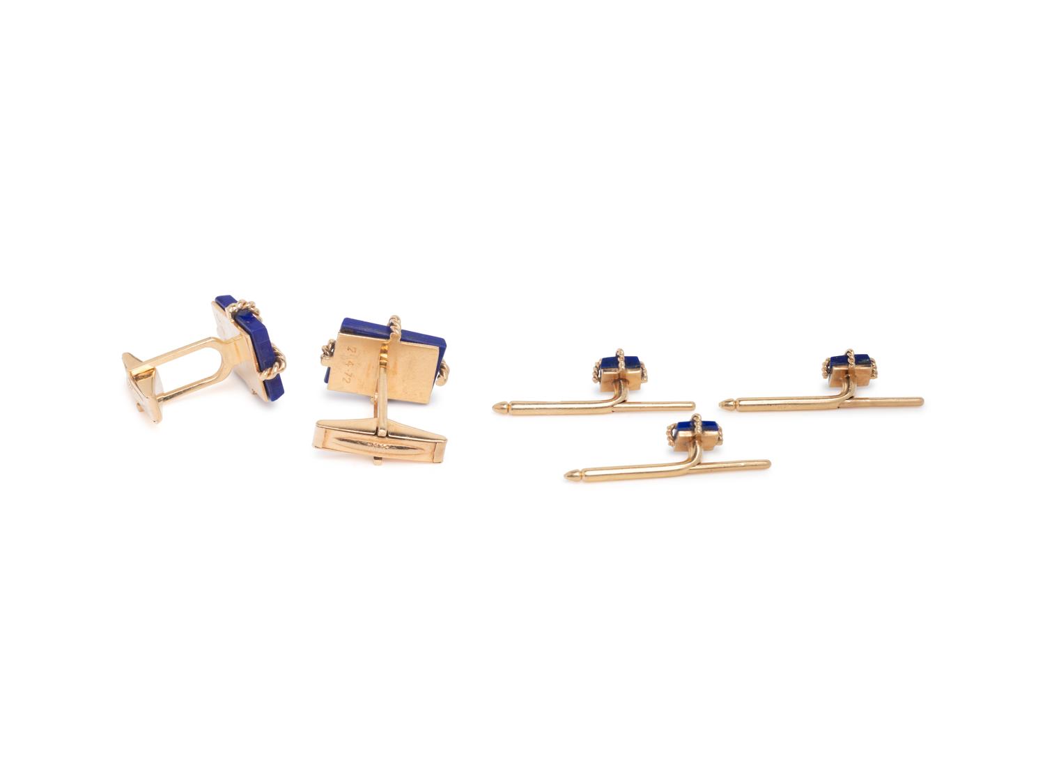 YELLOW GOLD AND LAPIS LAZULI DRESS SET
