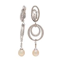 DIAMOND AND CULTURED PEARL CONVERTIBLE EARCLIPS