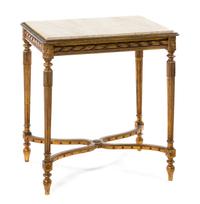 A Louis XVI Style Giltwood Occasional Table, Height 30 x width 28 3/4 x depth 20 1/4 inches.