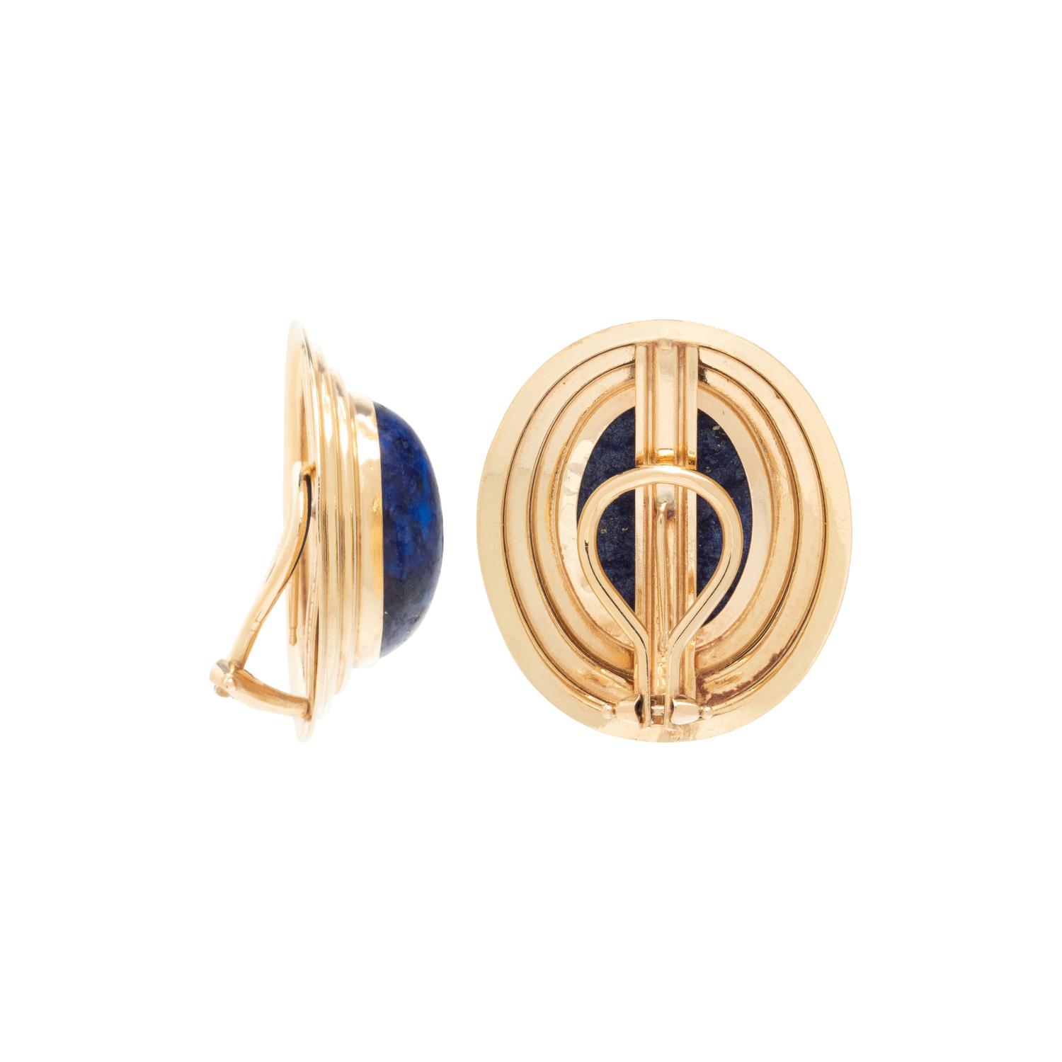 YELLOW GOLD AND LAPIS LAZULI EARCLIPS