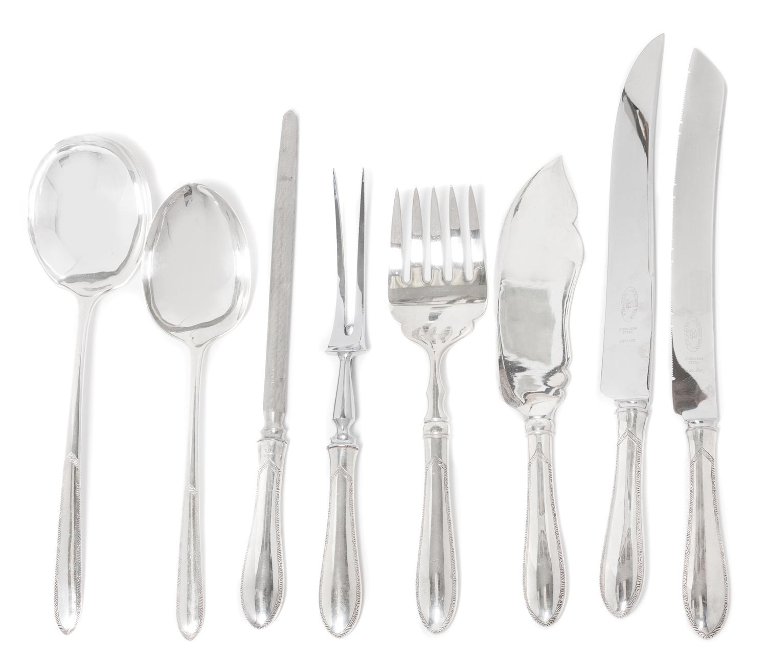 An American Silver Flatware Service for Twelve, Sheffield Silver Co., Brooklyn, NY, 20th century, comprising: 12 tablespoons 12 soup sp