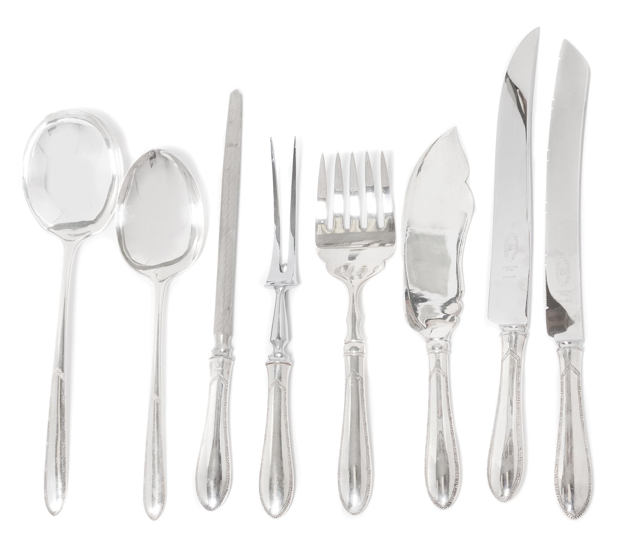 An American Silver Flatware Service for Twelve, Sheffield Silver Co., Brooklyn, NY, 20th century, comprising: 12 tablespoons 12 soup sp