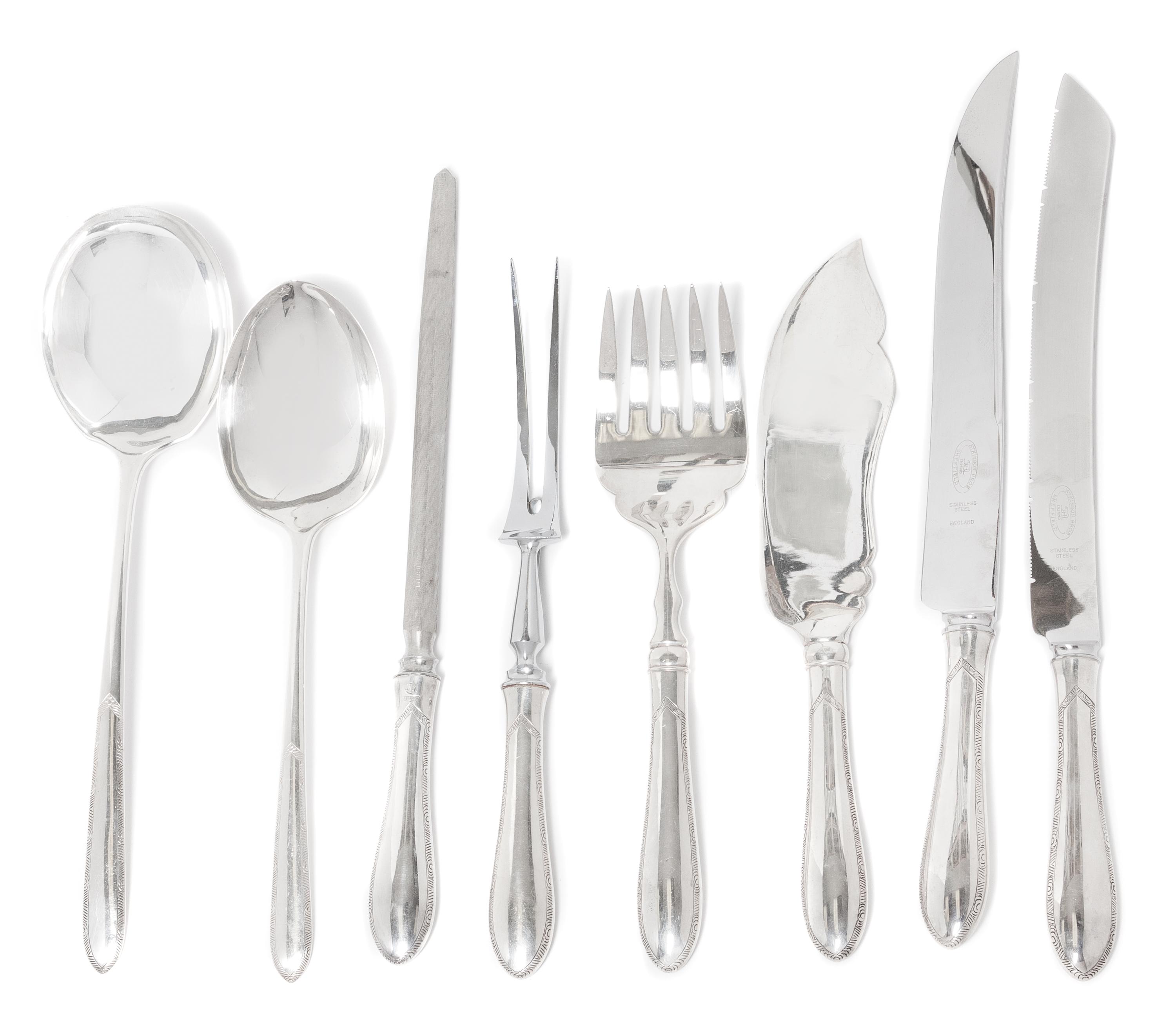 An American Silver Flatware Service for Twelve, Sheffield Silver Co., Brooklyn, NY, 20th century, comprising: 12 tablespoons 12 soup sp