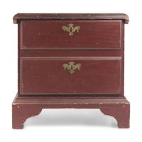 A Miniature Queen Anne Red-Painted Pine Blanket Chest