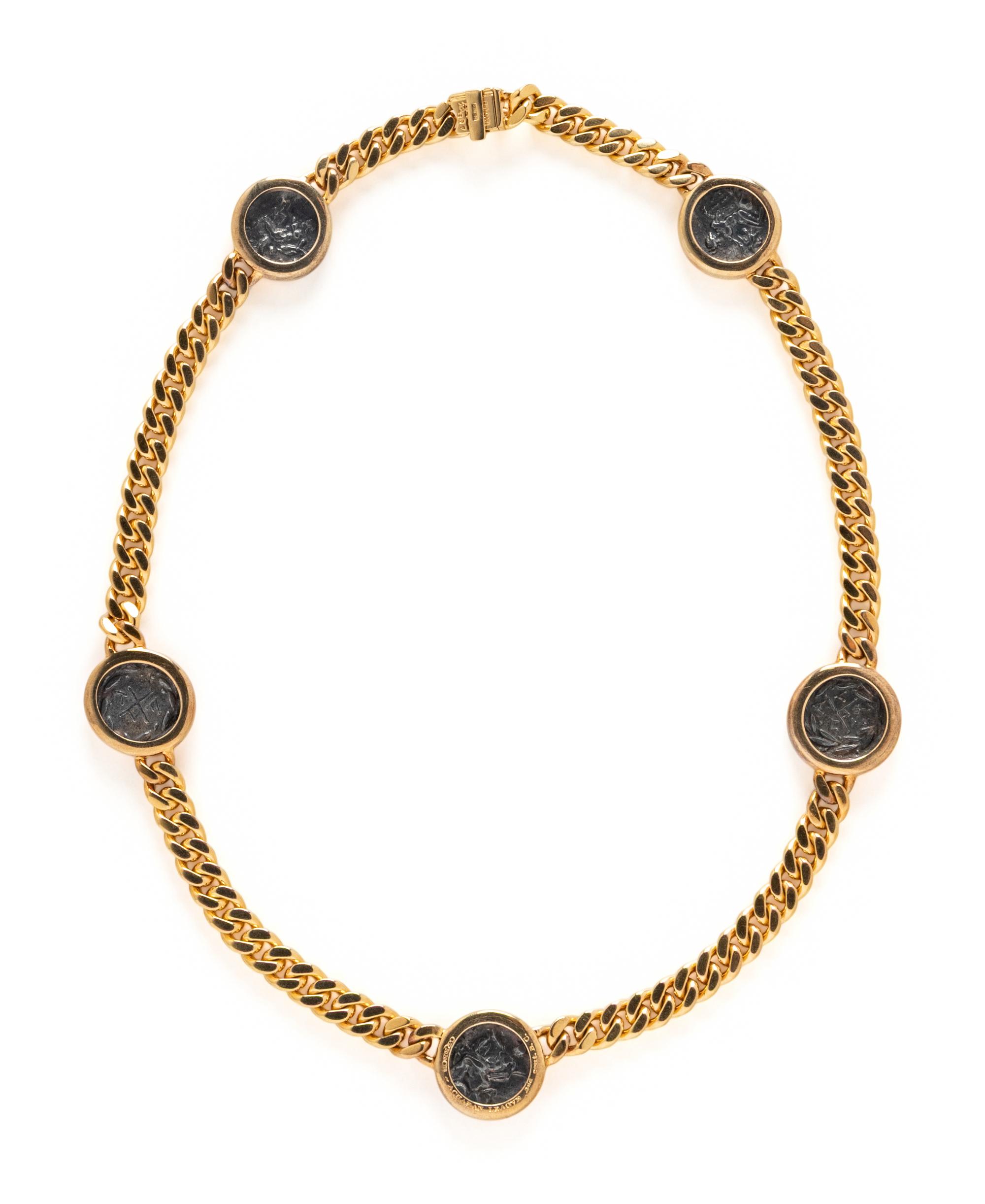 BULGARI, YELLOW GOLD AND ANCIENT COIN 'MONETE' CONVERTIBLE NECKLACE