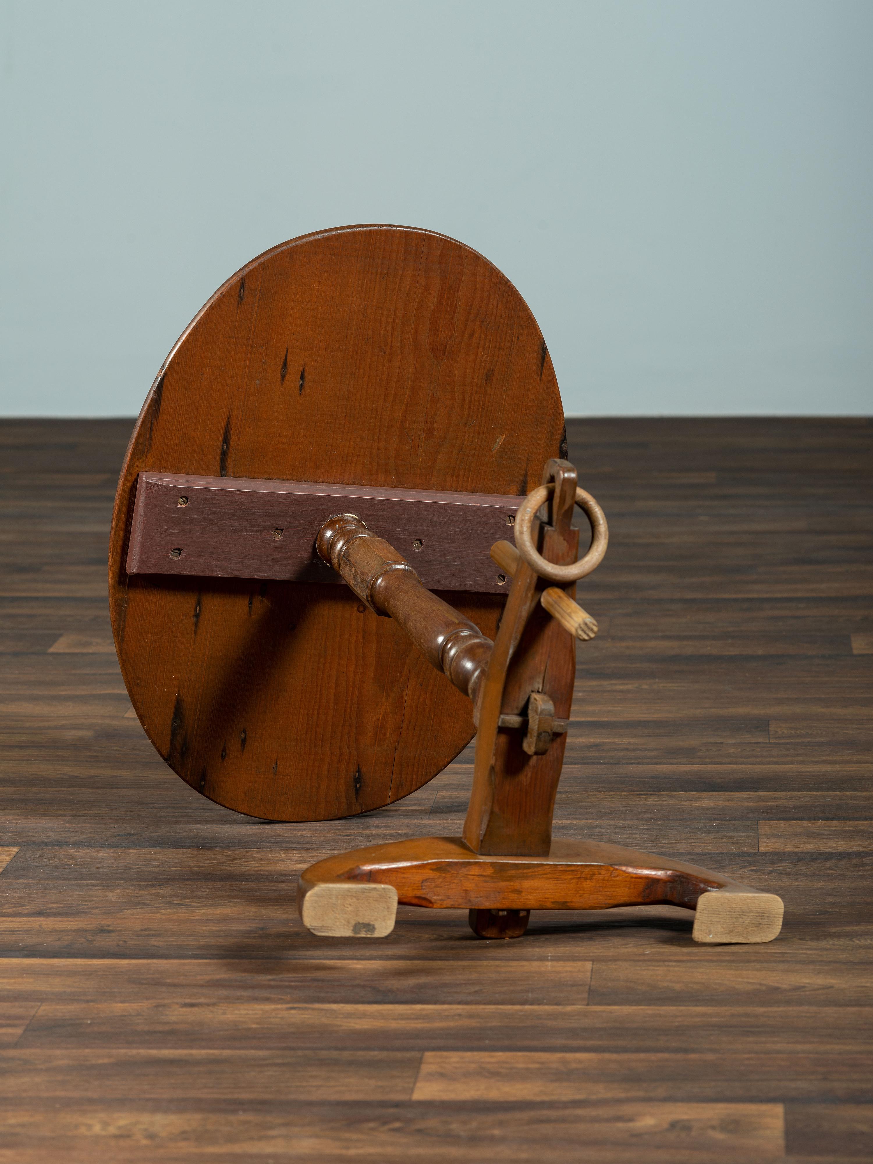A Pine and Maple Nautical Candlestand