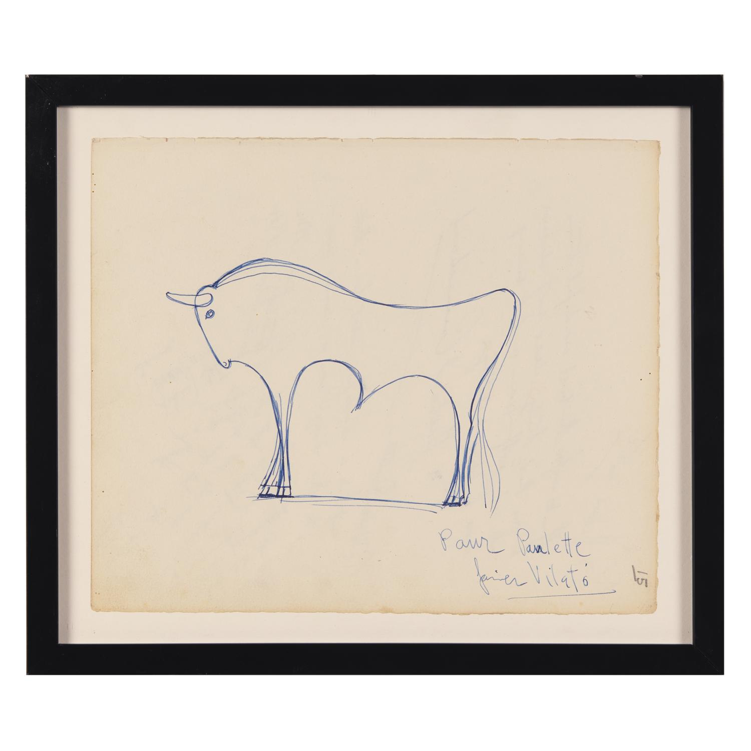 Françoise Gilot (French, 1921-2023) Together with Javier Vilató (Spanish, 1921-2000) — Feuillets du Livre d'Or de 'Chez Paulette' , 1946 (A Pair of Works)