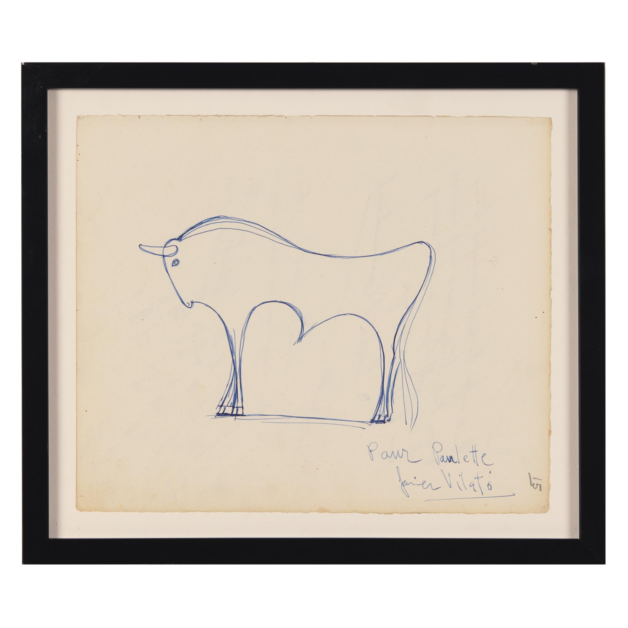 Françoise Gilot (French, 1921-2023) Together with Javier Vilató (Spanish, 1921-2000) — Feuillets du Livre d'Or de 'Chez Paulette' , 1946 (A Pair of Works)