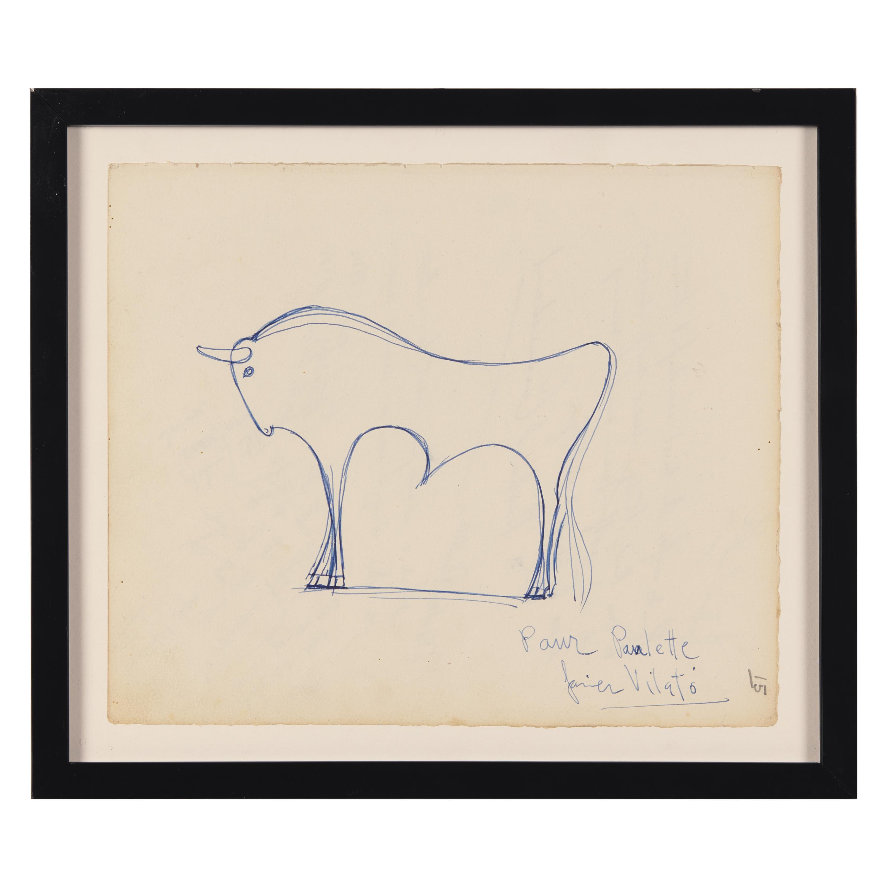 Françoise Gilot (French, 1921-2023) Together with Javier Vilató (Spanish, 1921-2000) — Feuillets du Livre d'Or de 'Chez Paulette' , 1946 (A Pair of Works)
