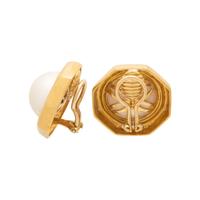 YELLOW GOLD AND CULTURED MABE PEARL EARRINGS