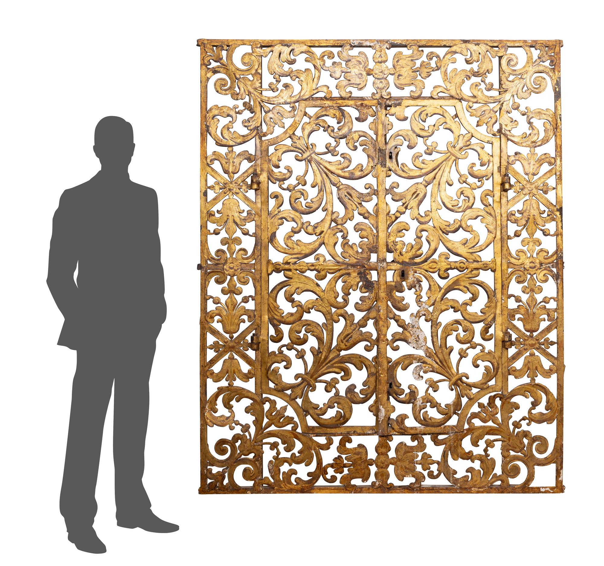 An Italian Baroque Gilt Wrought Iron Gate