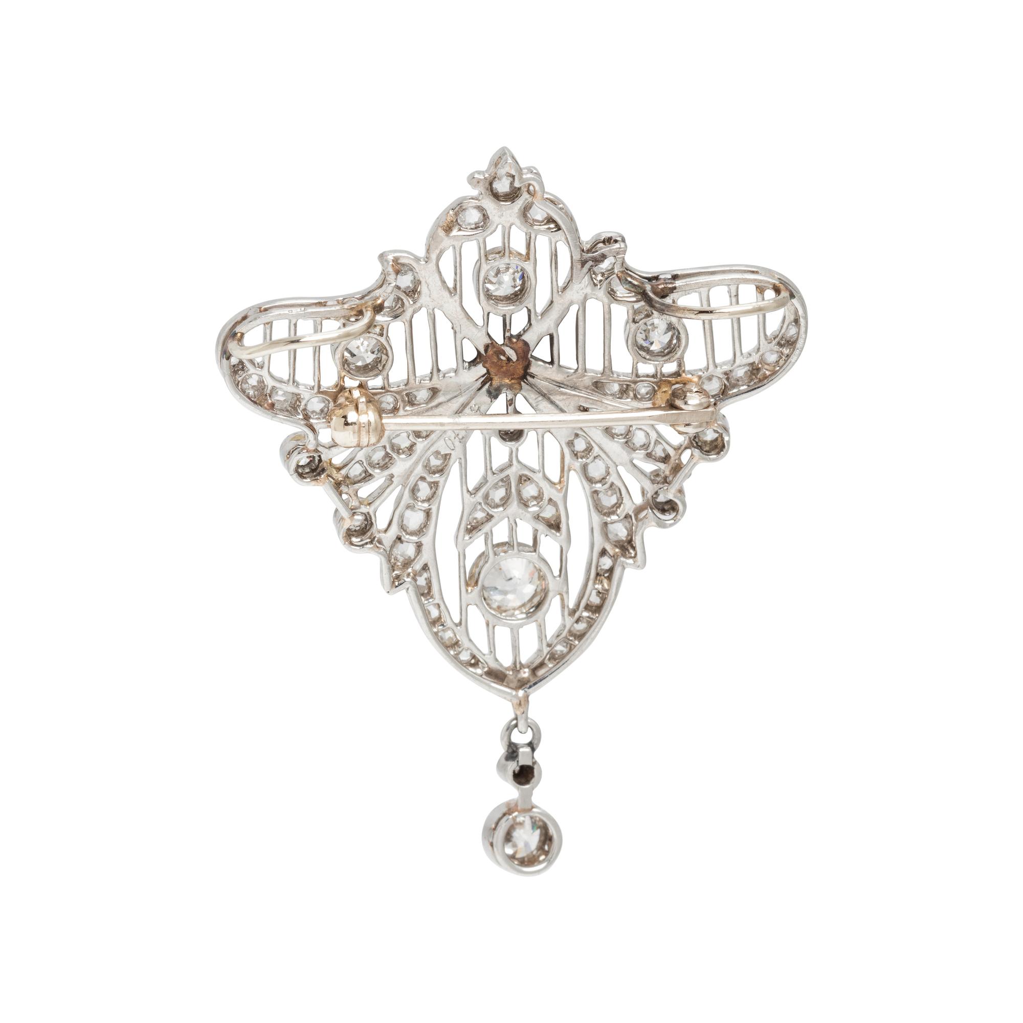 FRENCH, BELLE ÉPOQUE, PLATINUM AND DIAMOND PENDANT/BROOCH