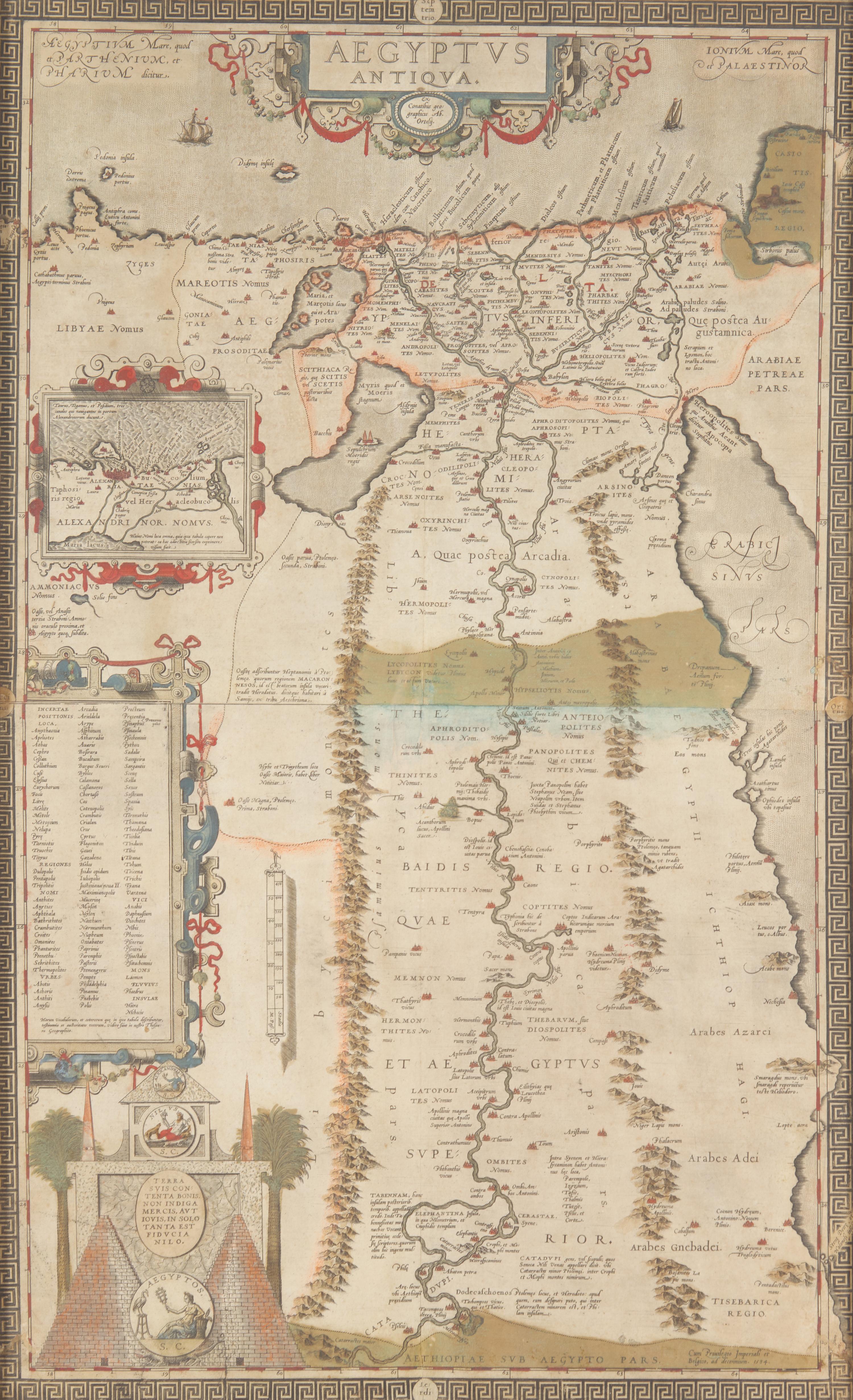 [Map]. Ortelius, Abraham (1527-1598). Aegyptus Antiqua . Antwerp, 1587.