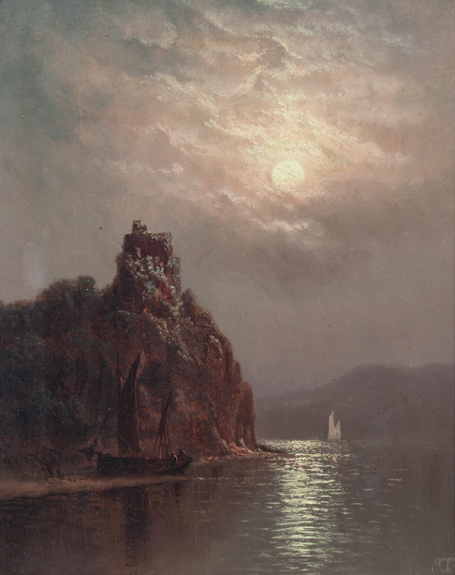 Attributed to Charles Henry Gifford, (American, 1839-1904), Moonlit Ships