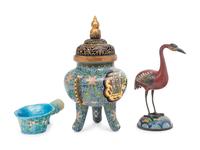 Three Chinese Enamel on Metal Wares