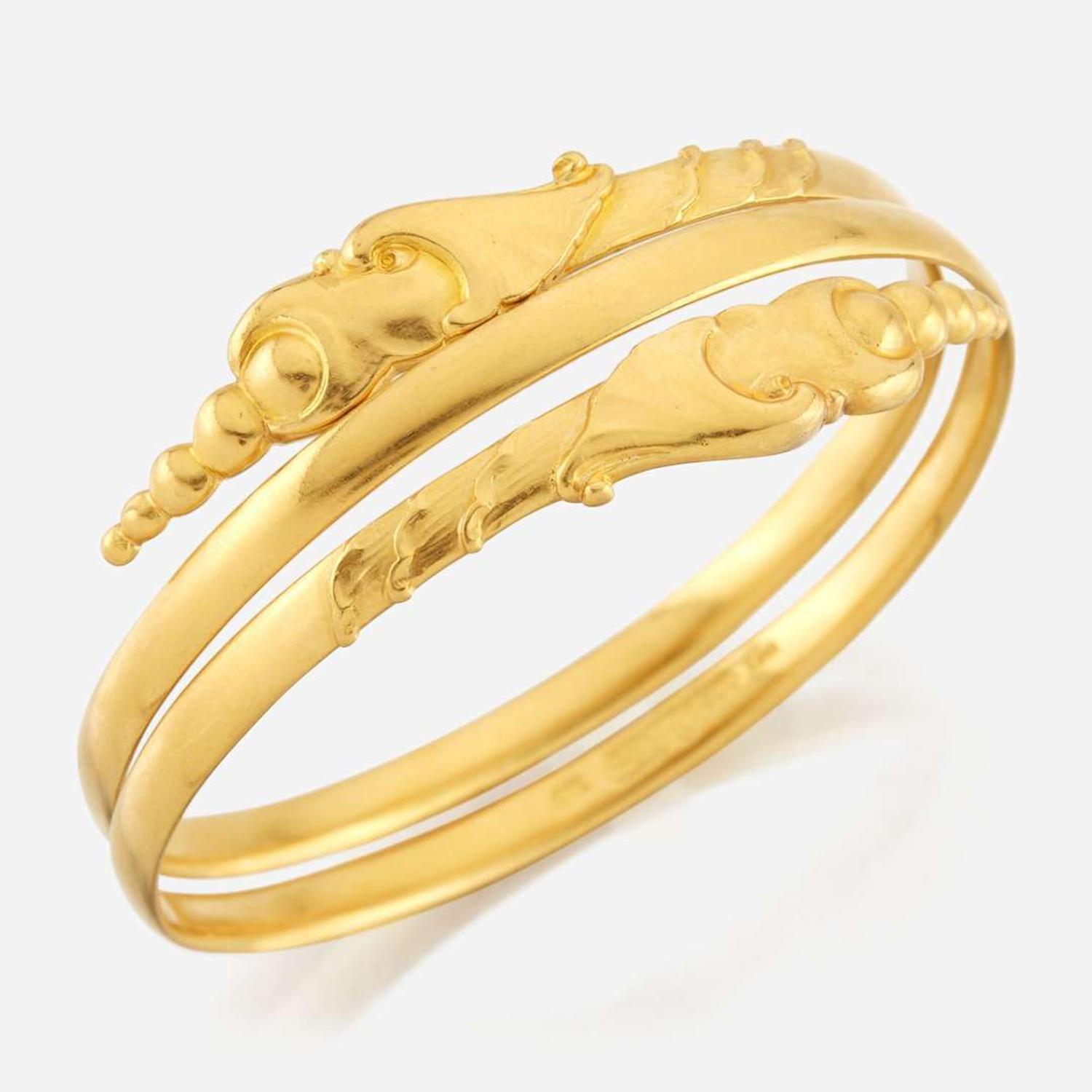 An Arts and Crafts gold bangle, Evald Nielsen