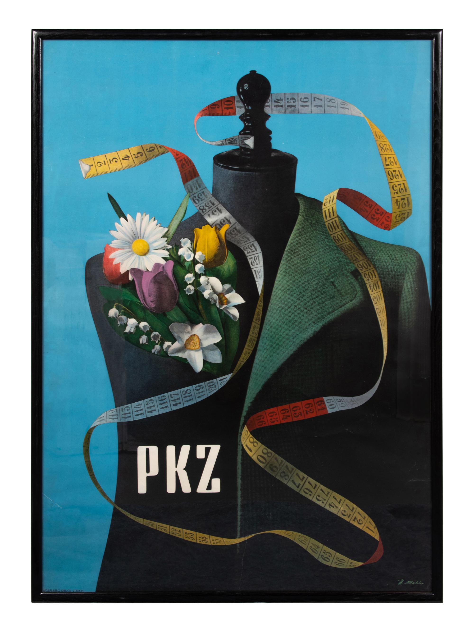 A Collection of Six Vintage Advertising Posters for the Swiss Clothing Company PKZ