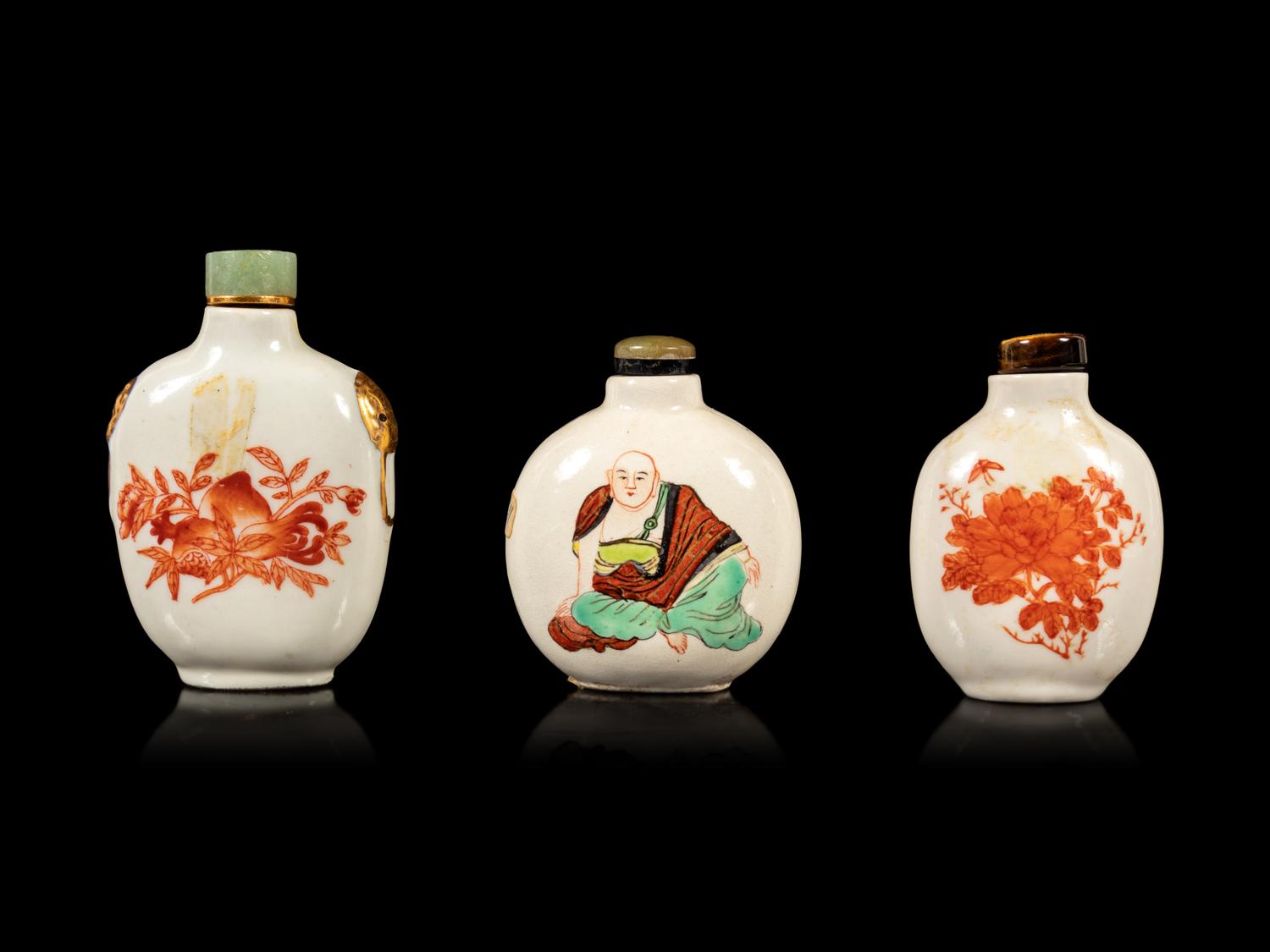 Three Chinese Porcelain Snuff Bottles