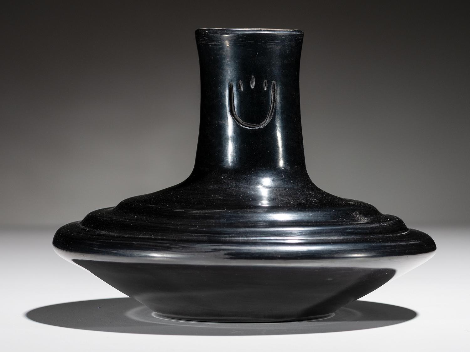 Blackware Pottery Vase, with Bear Paw Impression